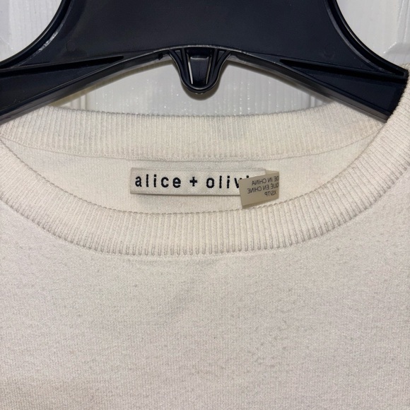 Alice + Olivia Nettie Ruffle Sleeve Crewneck Sweater - Size XS White - Picture 4 of 11